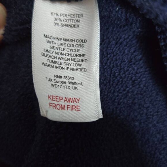 The Savile Row Co Hooded Bathrobe Robe Size S/M Navy Cotton - Picture 6 of 6